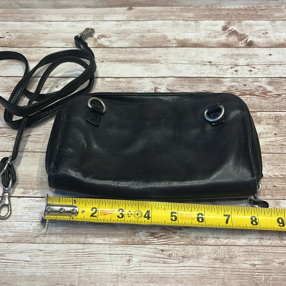 COPY - Black Soft Leather Clutch Wristlet Mini Purse Wallet Crossbody Bag